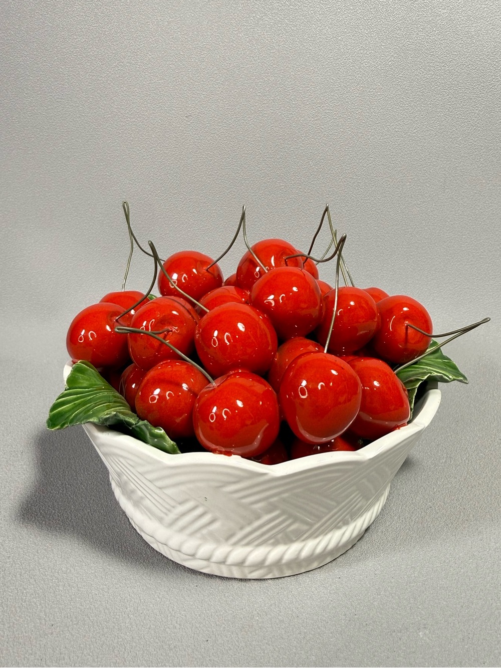 Vintage 1960s "Made in Italy" Red Ceramic Decorative Cherries Bowl